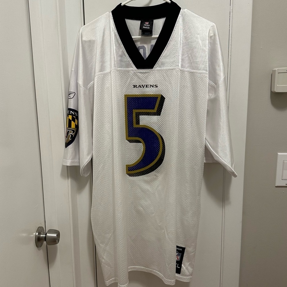 Reebok Baltimore Ravens Joe Flacco 5 Jersey White Mens XL NFL MVP quarterback
